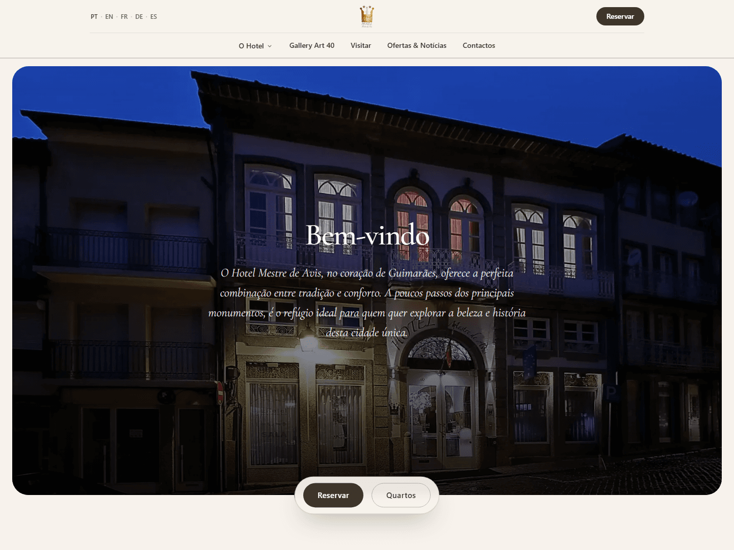 Hotel Mestre de Avis — Site de hotel com reservas diretas, em Guimarães.